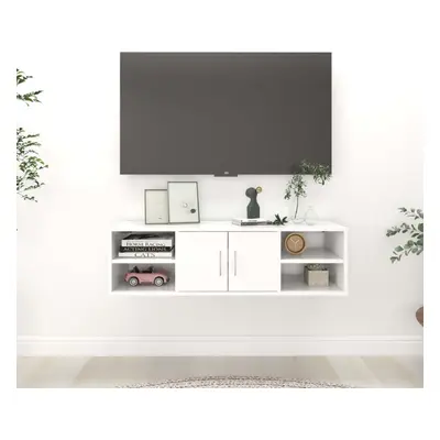 vidaXL Wall Shelf White Chipboard Wall-Mounted Cabinet Floating Shelf Set