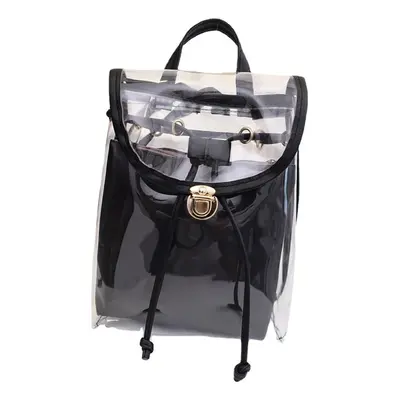 (Black) in Clear Girl Transparent Fashison Backpack Satchel Women Jelly Beach Tote School