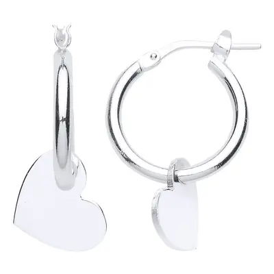 Jewelco London Ladies Sterling Silver Love Heart Hoop Drop Earrings - GVE774