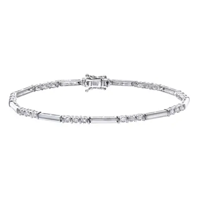 Jewelco London 9ct White Gold Round 1/4ct Diamond Trilogy Tennis Bracelet - PBCAXL01957W