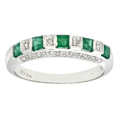 (J) Jewelco London Ladies 9ct White Gold Diamond and Emerald Eternity Ring