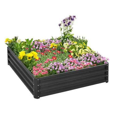 Outsunny Raised Garden Bed Metal Patio Backyard Flower Vegetable Planter Grey