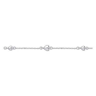 Jewelco London Ladies Sterling Silver Love Heart Per Inch Charm Bracelet 5mm 6.5 inch - GVB445