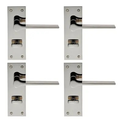 4x PAIR Flat Straight Lever on Slim Bathroom Backplate x 50mm Nickel