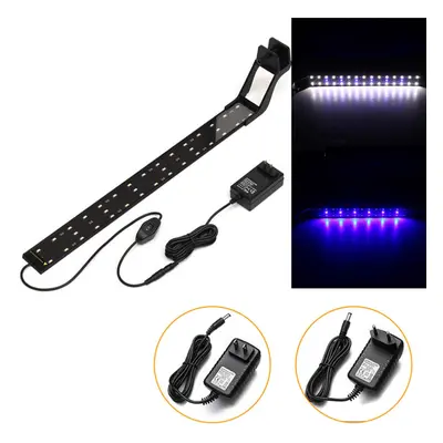 (US Plug) 14W 53cm Blue & White LED Adjustable Aquarium Fish Tank Lamp Super Slim Clip On Light