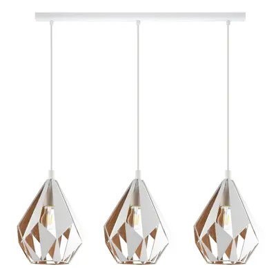 Hanging Ceiling Pendant Light White & Gold Geometric 3x 60W E27 Kitchen Island