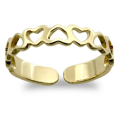 Jewelco London Ladies Solid 9ct Yellow Gold Love Hearts Pattern Toe Ring - JTR015