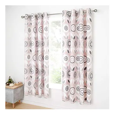 Catherine Lansfield Annika Easy Care Eyelet Curtains Pink 66x72 Inch