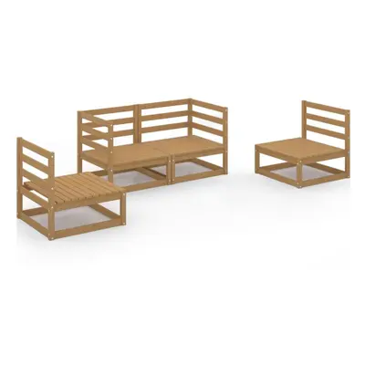 vidaXL Solid Pinewood Garden Lounge Set Piece Honey Brown Outdoor Furniture