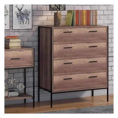 FWStyle Loft Industrial Oak Effect Chest of Drawers Bedroom Furniture