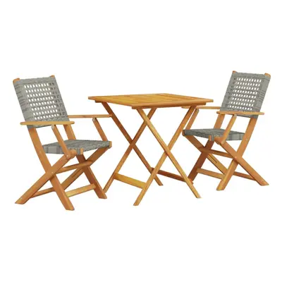 vidaXL Bistro Set Piece Outdoor Bar Set Grey Poly Rattan and Solid Wood