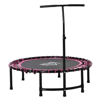 HOMCOM Foldable Trampoline Silent Bouncer Jumper w/ Adjustable Handle -Pink