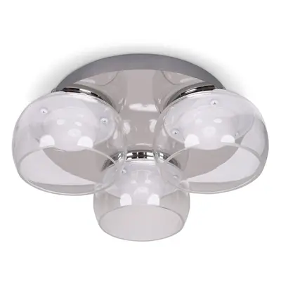 (Chrome) Alissa IP44 Bathroom Integrated LED Way Glass Shade Ceiling Light