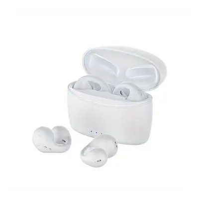 (White) Wireless Open Ear Headphones Clip On BT Earbuds For Android/iPhone With Charging Case - 