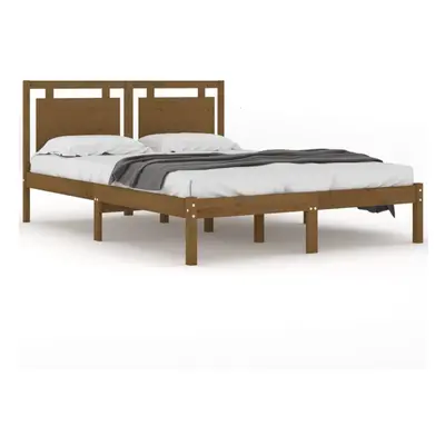 vidaXL Solid Wood Bed Frame Honey Brown 120x200 cm Wooden Bedstead Bed Base