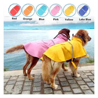 (Orange) Dog Raincoat Waterproof Outdoor Rain Coat Jacket Coat Fleece Reflective Safe