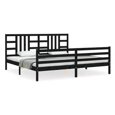 (black, x cm) vidaXL Bed Frame Platform Bed with Headboard Black Super King Size Solid Wood