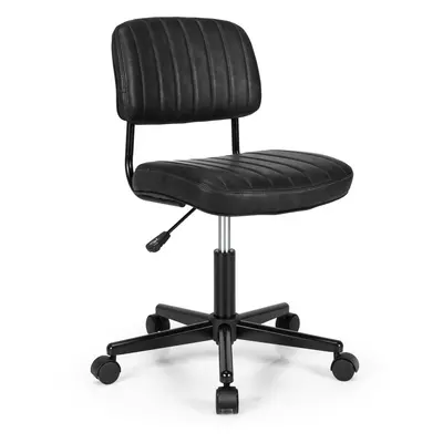 Armless PU Leather Office Chair Height Adjustable Swivel Accent Chair