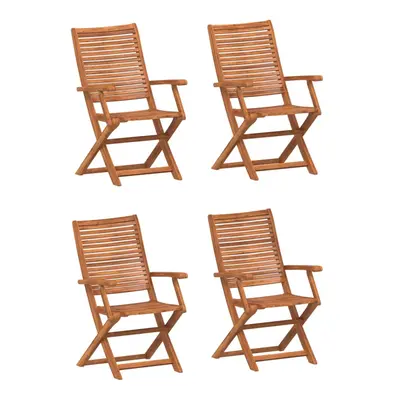 (With armrest, pcs) vidaXL Folding Garden Chairs pcs Outdoor Dining Chair Solid Wood Acacia