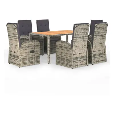 vidaXL Garden Dining Set Piece Grey Poly Rattan and Solid Wood Acacia Chair