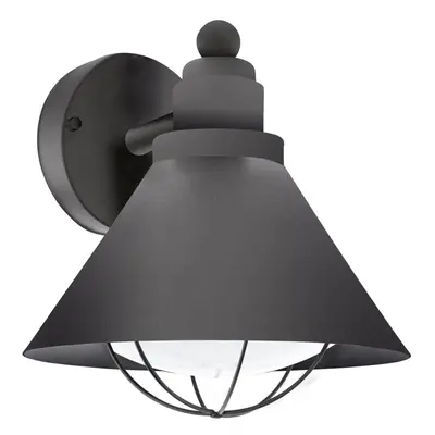 IP44 Outdoor Wall Light Black Cage Fisherman Shade x 40W E27 Bulb Porch Lamp