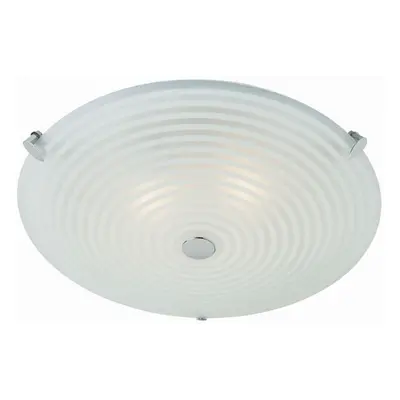 Flush Ceiling Light Frosted/Clear Glass & Chrome Plate x 40W E14 candle