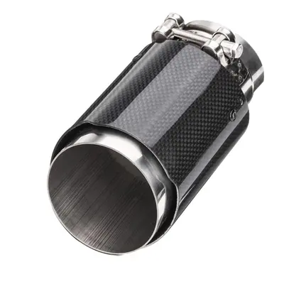 (Straight Edge) 66mm 89mm Carbon Fiber Black Universal Car Exhaust Tips Muffler Pipe Tail End