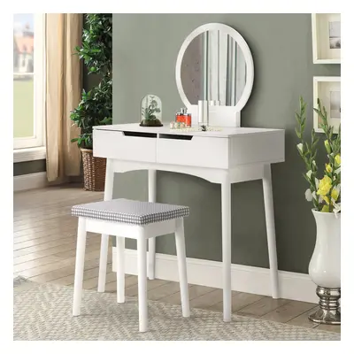 Dressing Table with Mirror and Stool, Minimalist Stylish Vanity Desk with Mirror and Drawers, Mo