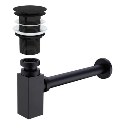 Nes Home Universal Bathroom Basin Square Bottle Trap & Waste Matte Black