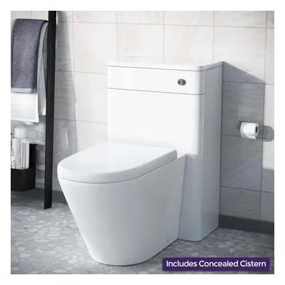 Modern 500mm Back To Wall WC Rimless Toilet Pan Unit Space Saving Afern