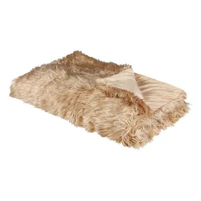 Faux Fur Bedspread x cm Light Brown DELICE