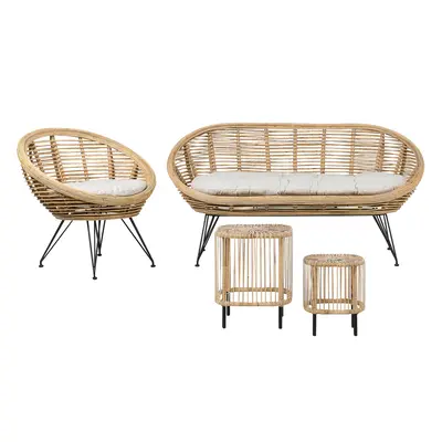 Garden Lounge Set with Table Seater MARATEA/CESENATICO Rattan Natural