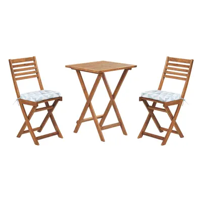 Bistro Set with Cushion FIJI Wood Blue