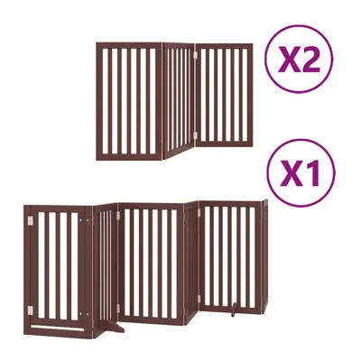 (brown, x x cm/ pcs) vidaXL Dog Gate with Door Foldable Panels Dog Fence Pet Gate Poplar Wood