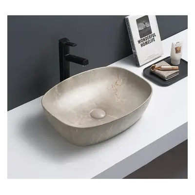 Affine Rectangular Countertop Basin Marble Grey - x 385mm