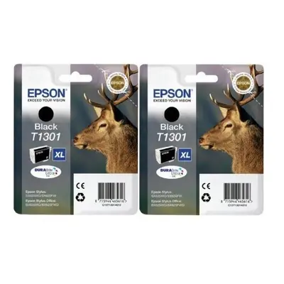 Epson T1301 Ink Cartridges - Black (Twin Pack)