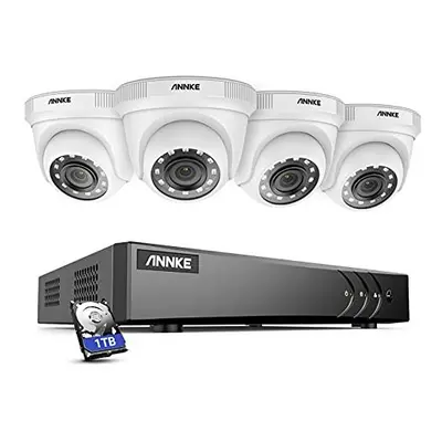 ANNKE E200 8CH 5MP Lite DVR CCTV Camera System with 1TB Hard Drive, and 4x 1080p Security Outdoo