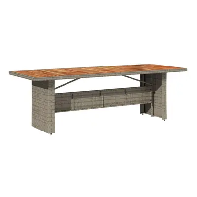 (grey, acacia) vidaXL Garden Table with Wooden Top Coffee Table Outdoor End Table Poly Rattan