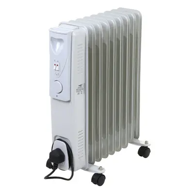 NRG Portable Oil Filled Radiator Electric 2KW Adjustable Thermostat Fin Radiator Heater with Pow