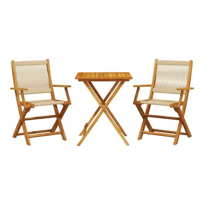 vidaXL Bistro Set Piece Outdoor Bar Set Beige Polypropylene and Solid Wood