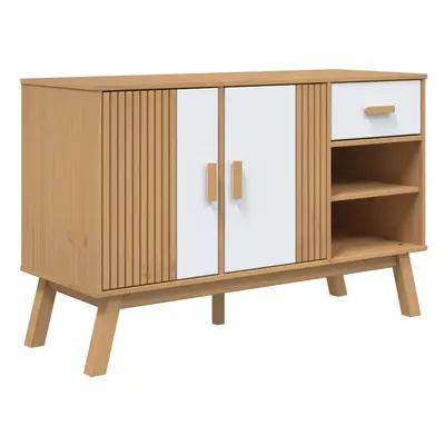 vidaXL Sideboard Cupboard Highboard Cabinet White and Brown Solid Wood Pine