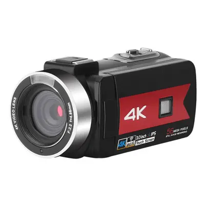 (Red) Zoom 4K Video Camera Camcorder for Youtube Live Broadcast IR Night Vision HD DV Video Reco