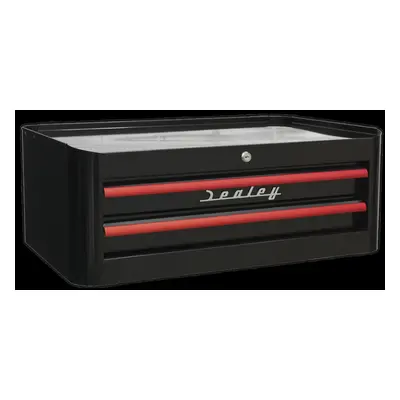 Mid-Box Drawer Retro Style - Black with Red Anodised Drawer Pulls