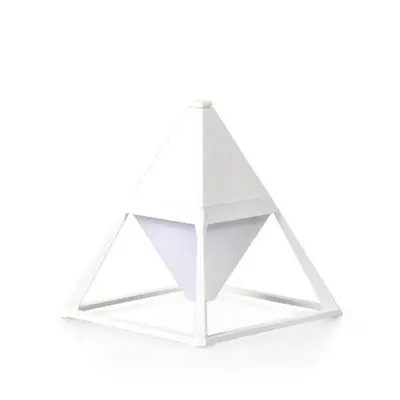 (White) Diffuser LED Night Light USB Interface Charging Wall Lamp Art Pyramid Shape 2200mAh Batt