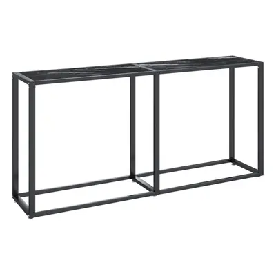 vidaXL Console Table Black Marble Tempered Glass Home End Hall Porch Table