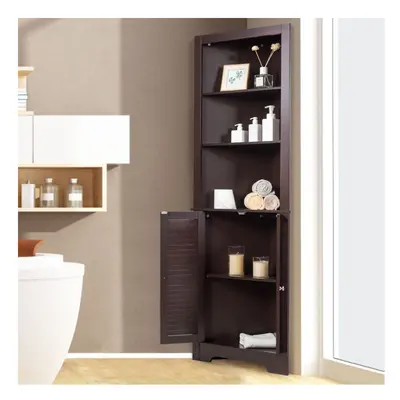 Corner Storage Cabinet Free Standing Tall Bathroom Organizer Shelves