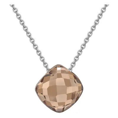 Jewelco London 18ct White Gold Smokey Quartz Square Cushion Slider Pendant Necklace 0.9mm 18" 45