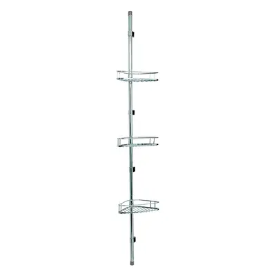 Croydex Chrome Triple Adjustable Basket Shower Caddy Corner Storage Set, Year Rust Free Guarante