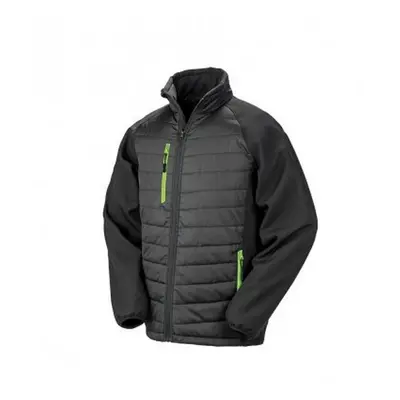 (M, Black/Lime) Result Mens Black Compass Padded Soft Shell Jacket