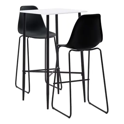 vidaXL Piece Bar Set Plastic Black Pub Bistro Dining Breakfast Table Chair